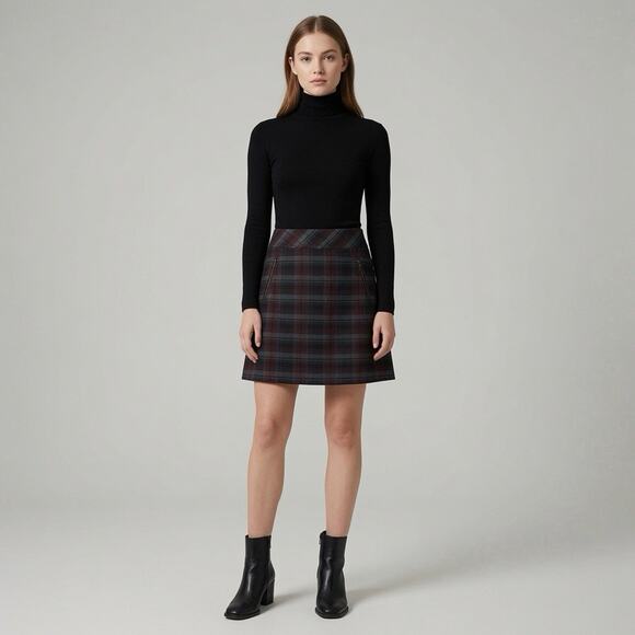 LOFT Dresses & Skirts - NEW LOFT Plaid Mini Skirt Academia Office Retro 90s Y2K Aline Preppy Pockets 10
